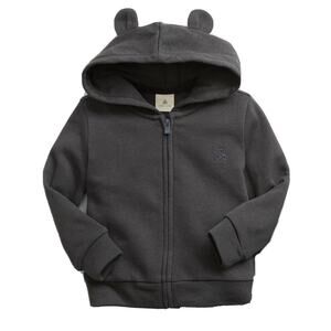 Baby Gap Boys Brannan Bear Full Zip Hoodie Sweatshirt Soft Black Gray 18-24m